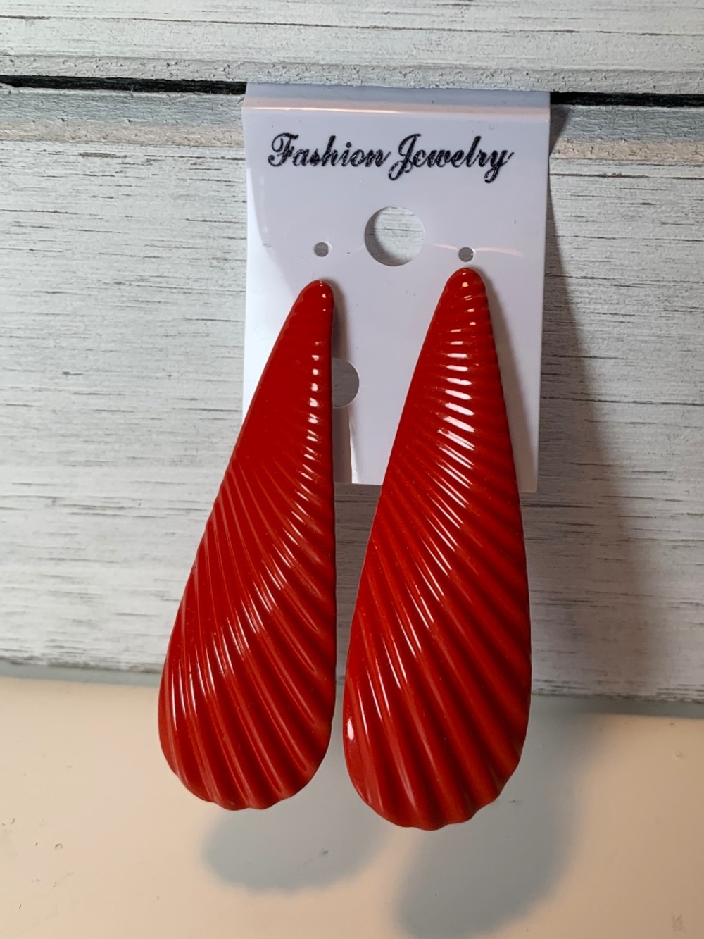 Bold Red Vintage Statement Earrings Textured Drop 80s 90s Retro Chic Festival